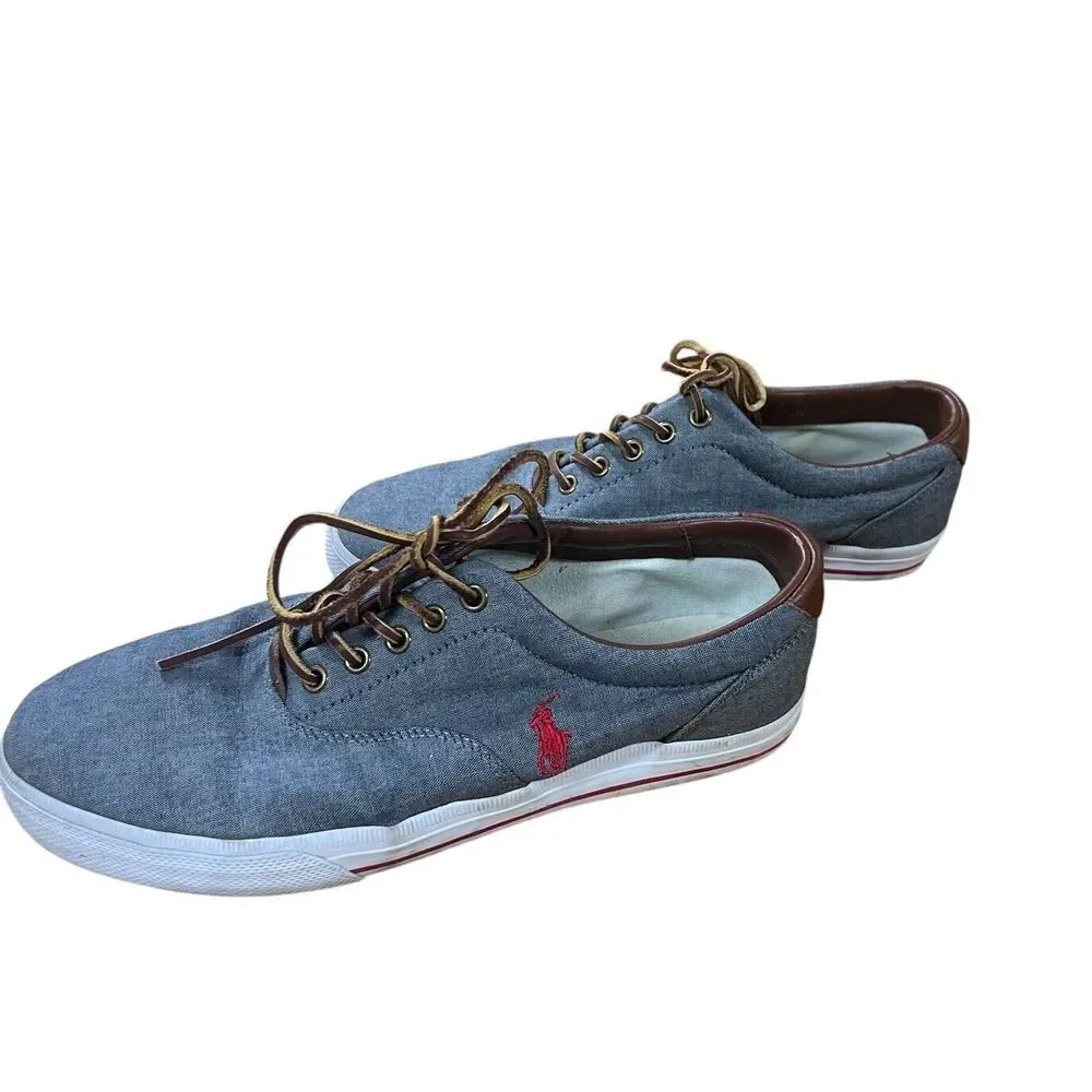 Polo Ralph Lauren Low Sneakers Tennis Boat Shoes Mens‎ Light Blue Size 11D